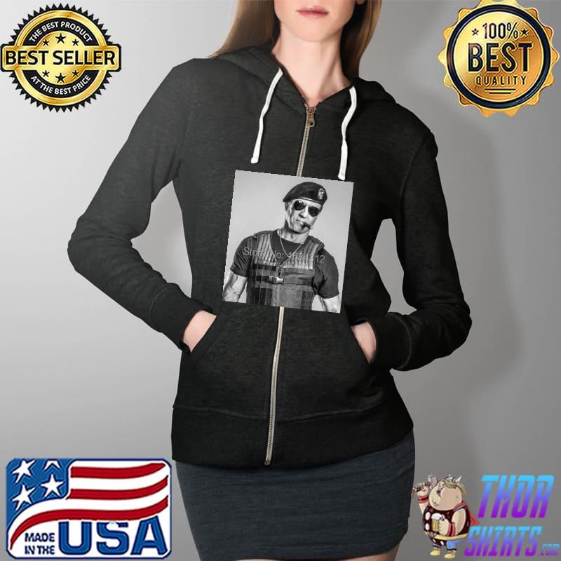 Sylvester Stallone In The Expendables Smoking Shirt Full Zip Hooded