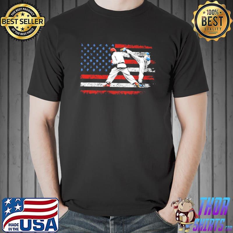 Taekwondo America Flag Shirt Unisex