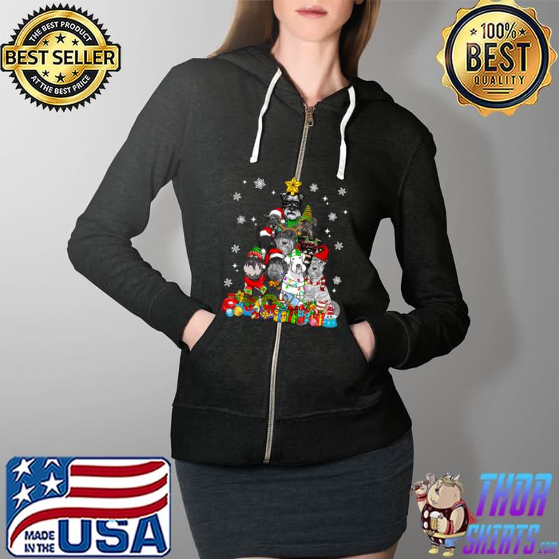 Top christmas Tree Lights Schnauzer Dog Lover Xmas Pajama T-s Full Zip Hooded