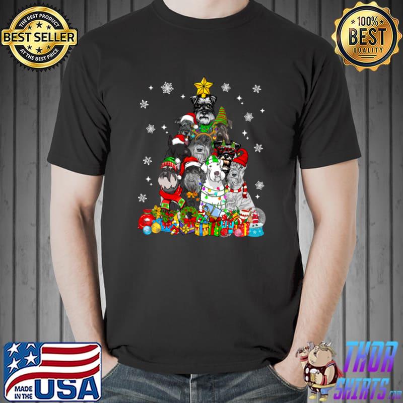 Top christmas Tree Lights Schnauzer Dog Lover Xmas Pajama T-s Unisex