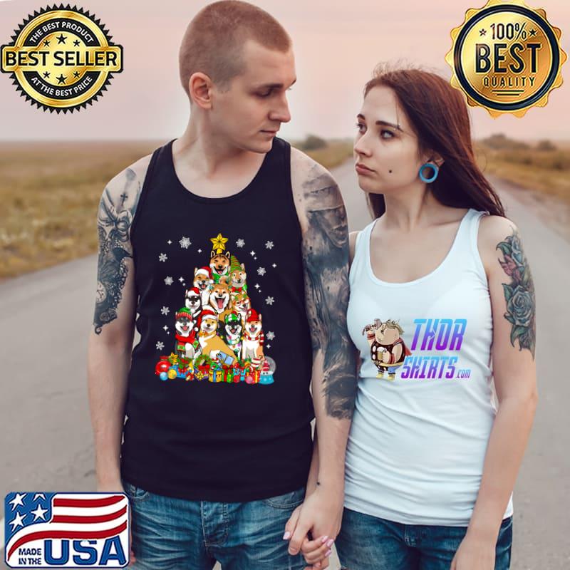 Top christmas Tree Lights Shiba Inu Dog Lover Xmas Pajama T-s Tank Top