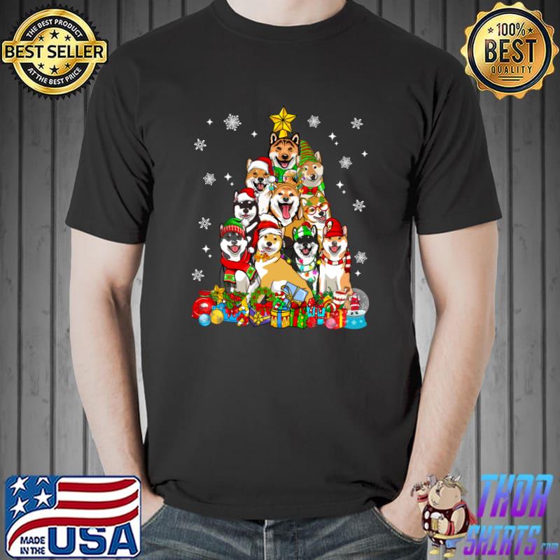 Top christmas Tree Lights Shiba Inu Dog Lover Xmas Pajama T-s Unisex