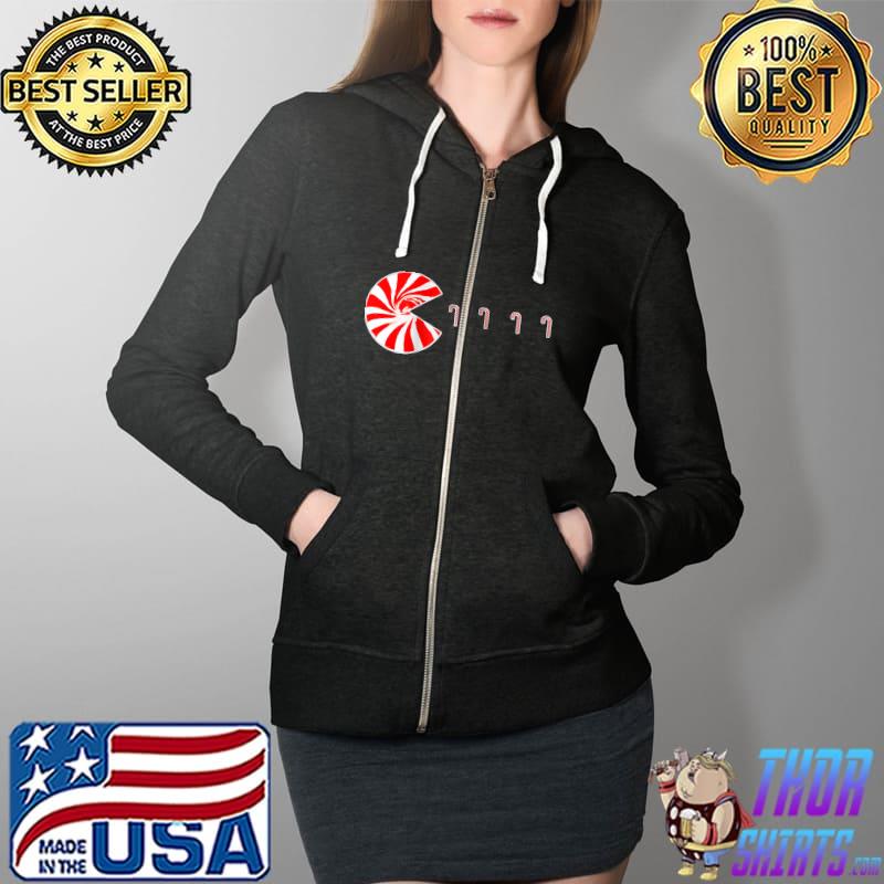 Top funny Christmas Candy Cane Pajama Shirt for Video Game Lover T-Shirt Full Zip Hooded