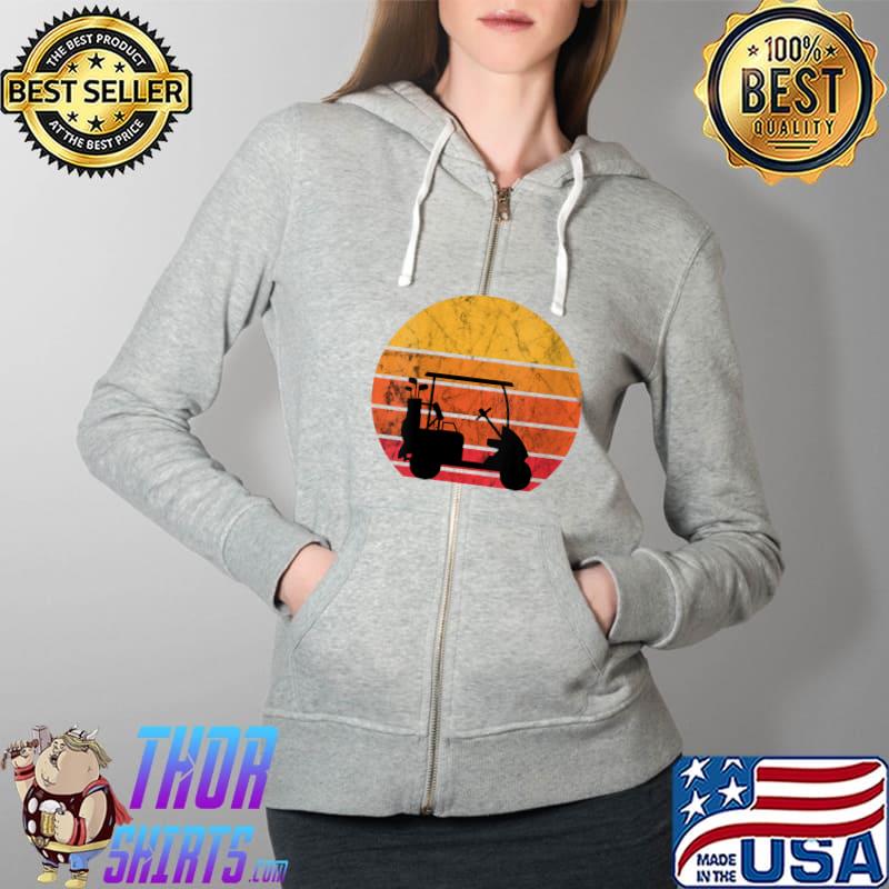 Top golf Cart Driver Vintage Retro Sunset Golf Player Golfing T-Shirt Full Zip Hooded