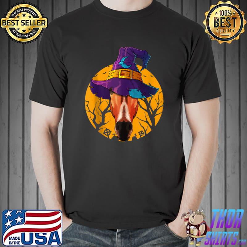 Top horse Witch Farmer Funny Halloween Costume Creepy Moon T-s Unisex