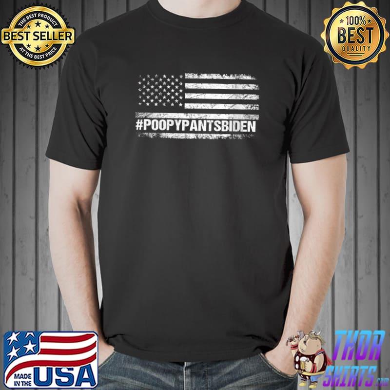 Top poopy Pants Biden T shirt PoopypantsBiden USA Flag T-s Unisex