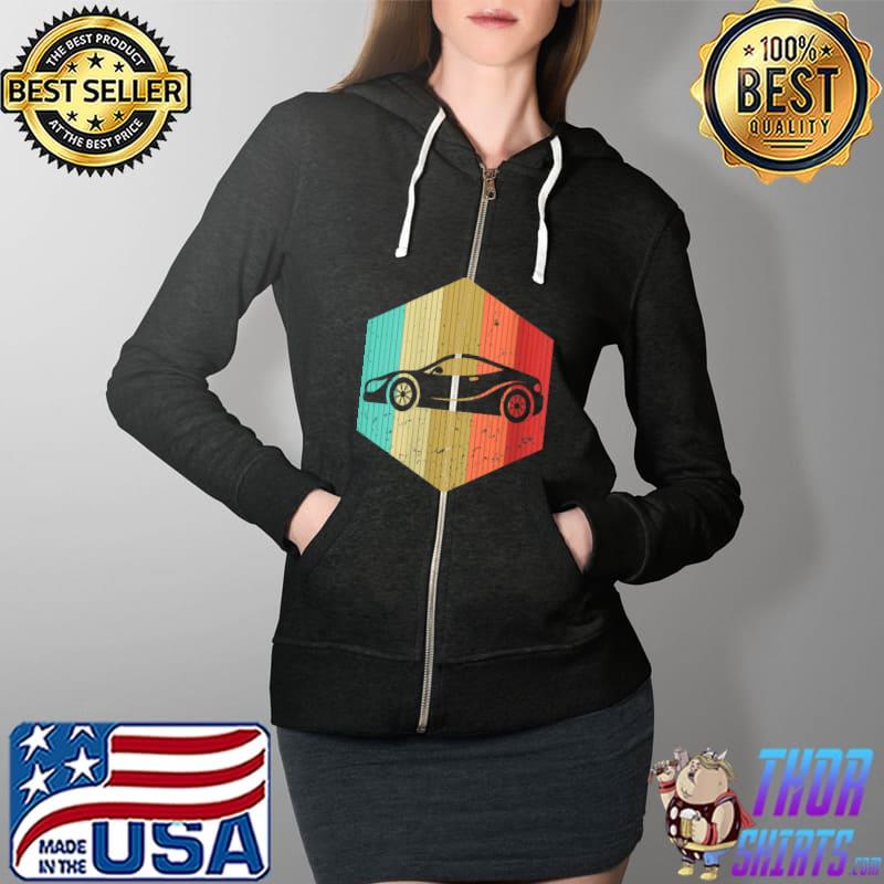 Top vintage Car Retro Sport Car Silhouette Automotive Lover 80s T-Shirt Full Zip Hooded