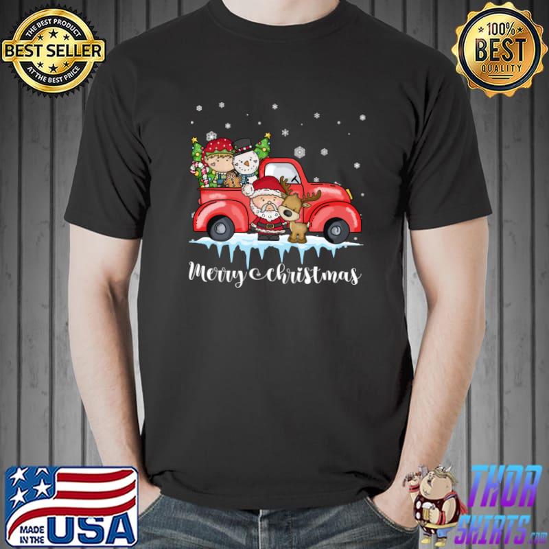 Top Vintage Merry Christmas Red Truck Old Fashioned Christmas T- Unisex