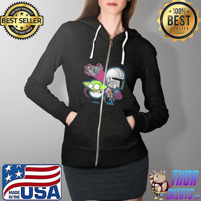 Top z Djarin Baby Yoda And Mandol Star War Shirt Full Zip Hooded