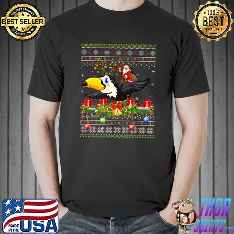 Toucan Bird Lover Xmas Ugly Santa Riding Toucan Christmas Premium T-Shirt Unisex