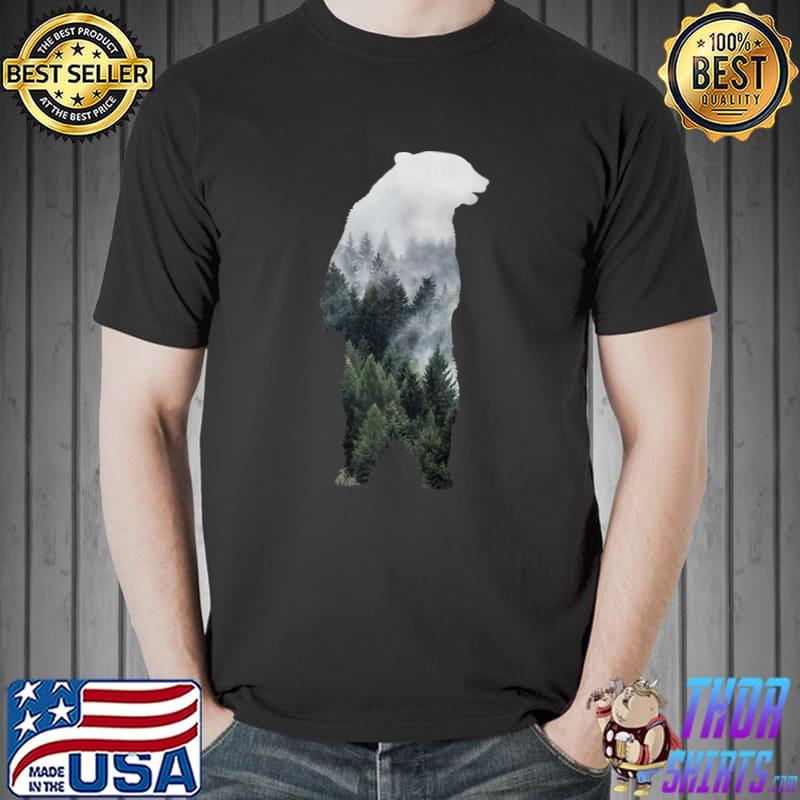 Trendy Standing Bear Mountains Silhouette Premium T-Shirt Unisex