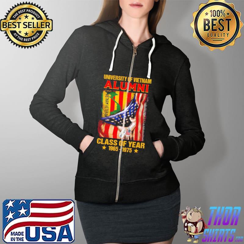 University Of Vietnam Alumni Class Of Year 1965 1975 America Flag Shirt Full Zip Hooded