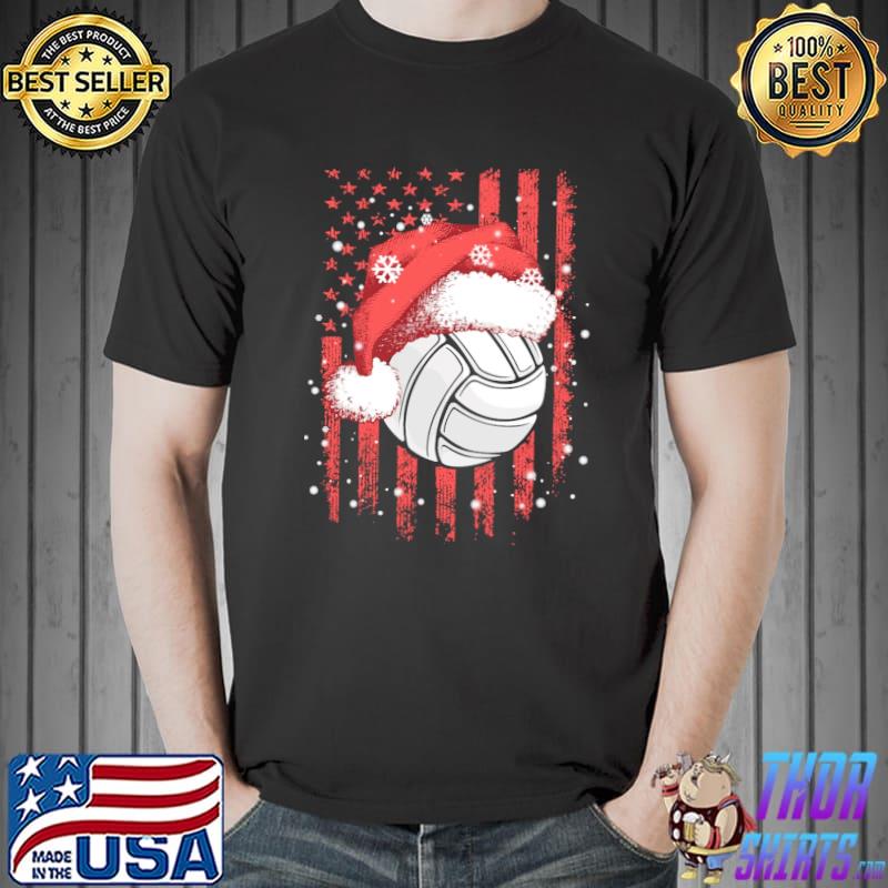 Volleyball America Flag Christmas Shirt Unisex