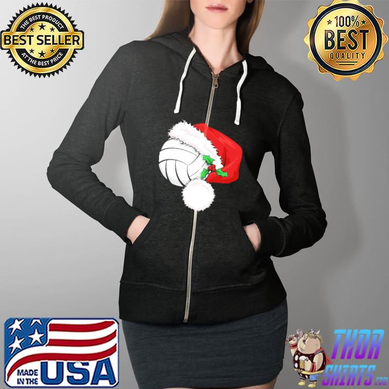 Volleyball Ball With Santa Hat Christmas Shirt Full Zip Hooded