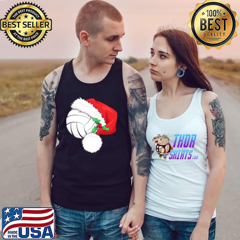 Volleyball Ball With Santa Hat Christmas Shirt Tank Top