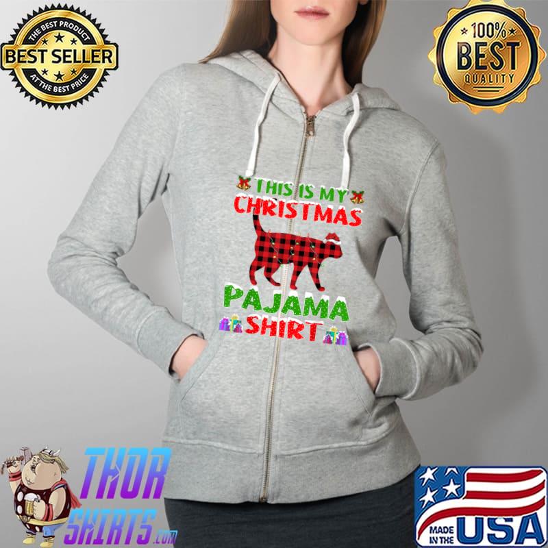 Xmas Santa Hat This Is My Munchkin Cat Christmas Pajama T-Shirt Full Zip Hooded
