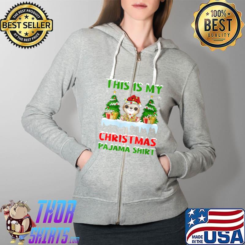 Xmas Santa This Is My Sloth Christmas Pajama T-Shirt Full Zip Hooded