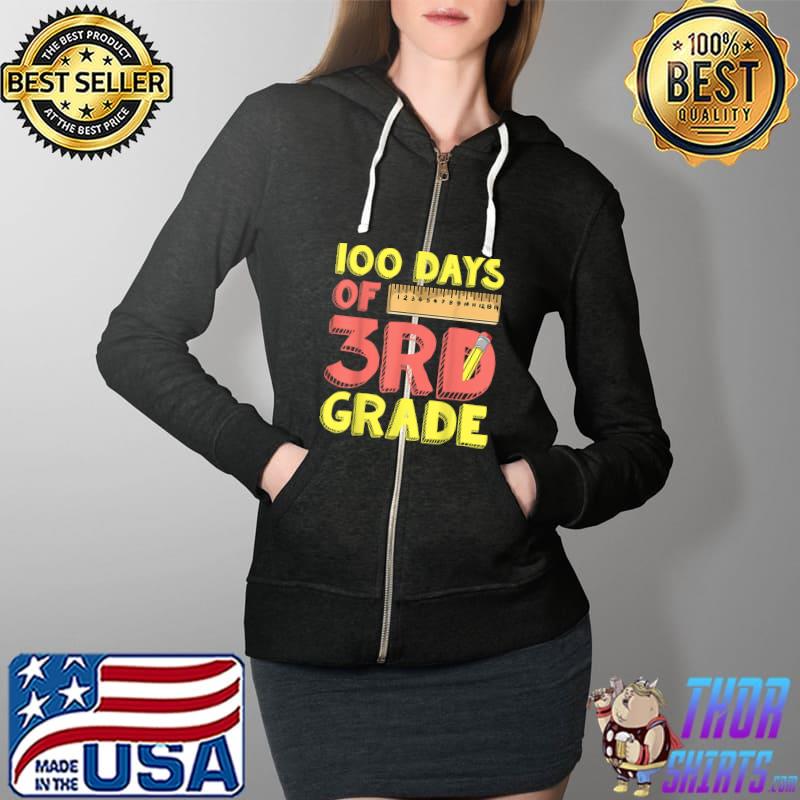 100 Days Of 3rd Grade Student Kids Gift 100 Days Of School T-Shirt Full Zip Hooded