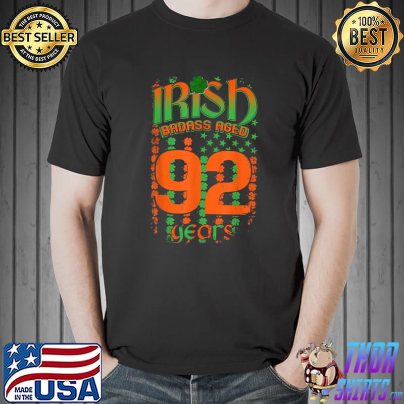 92th Birthday Year Old Irish Ireland US Flag Patricks Day T-Shirt Unisex