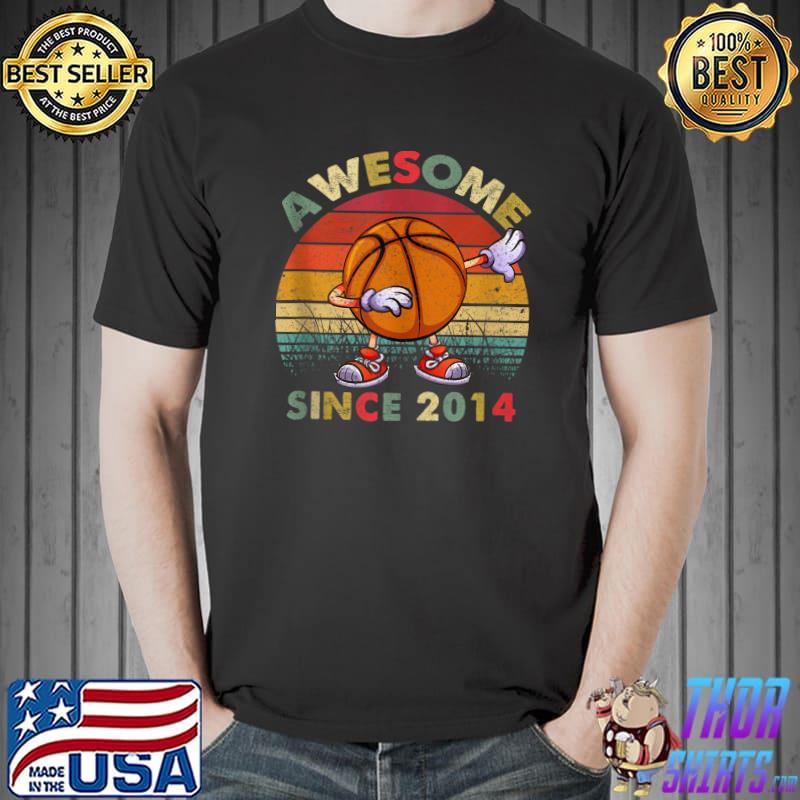 Awesome Since 2014 6th Birthday Shirts Dab Basketball Bday T-Shirt Unisex