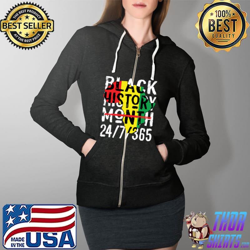 Black History Month 247365 Africa Map Melanin 2022 T-Shirt Full Zip Hooded