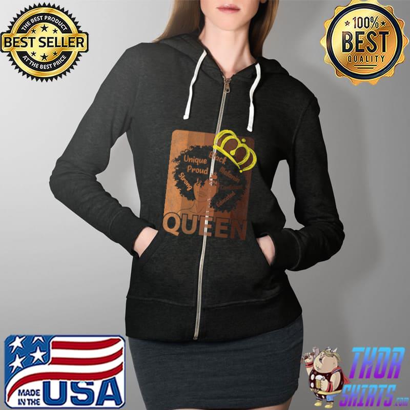 Black History Month Black Girl Queen Afro African American T- Full Zip Hooded