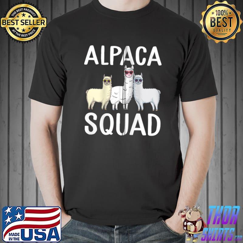 Cute Llama Lovers Sunglasses Cool Llamas Alpaca Squad T-Shirt Unisex