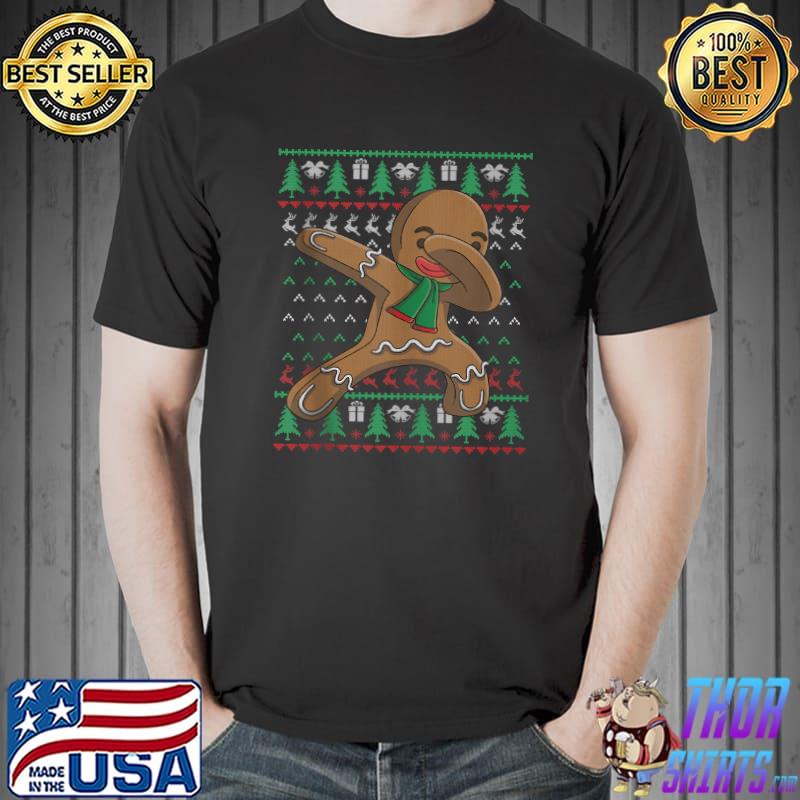 Dabbing Gingerbread Ugly Sweater Christmas Cookie Funny Gift T- Unisex
