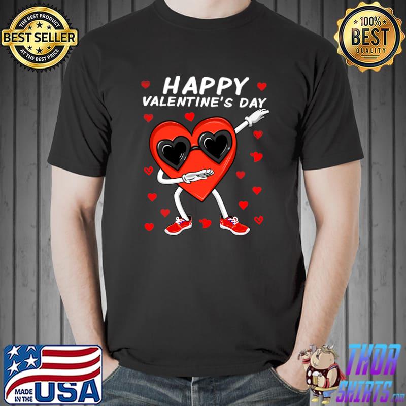 Funny Happy valentines day dabbing heart sunglasses hearts T-Shirt Unisex