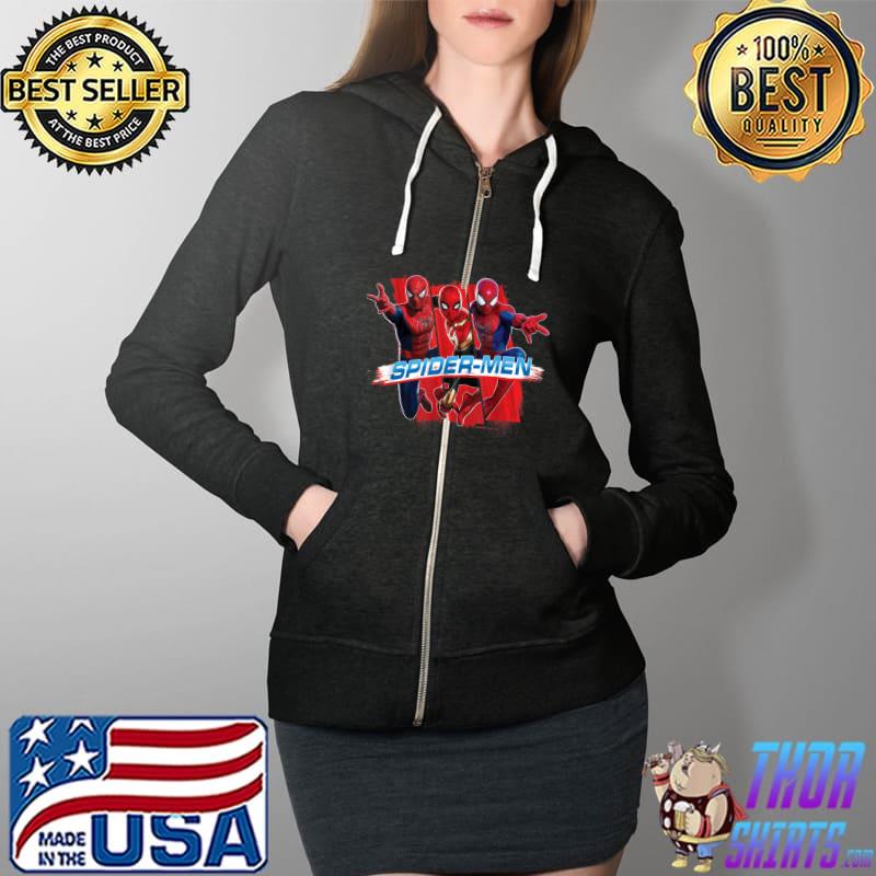Funny Marvel Spider-Man No Way Home Spider-Men Trio T-Shirt Full Zip Hooded