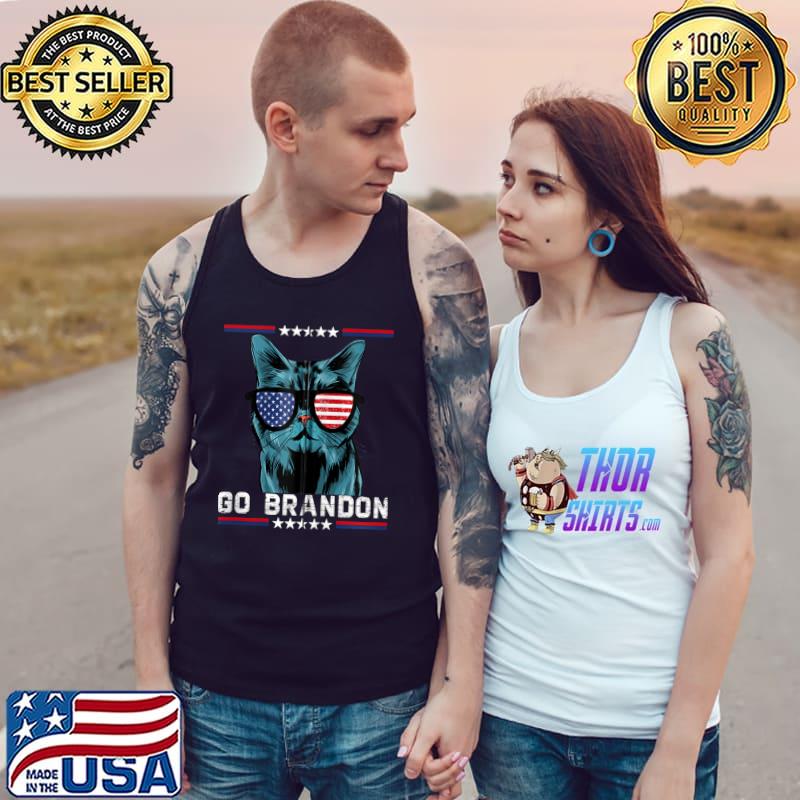 Go Brandon, Cat With Sunglasses In USA Flag Style T-Shirt Tank Top