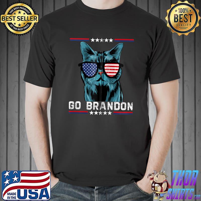 Go Brandon, Cat With Sunglasses In USA Flag Style T-Shirt Unisex