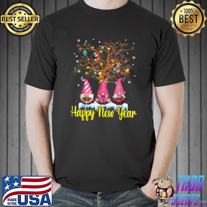Happy New Year 2022 Pink Gnomes Xmas Family Fireworks T-Shirt Unisex