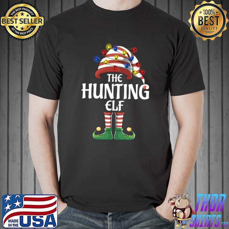 Hunting Elf Lights Funny Matching Family Christmas Party Paj T-Shirt Unisex