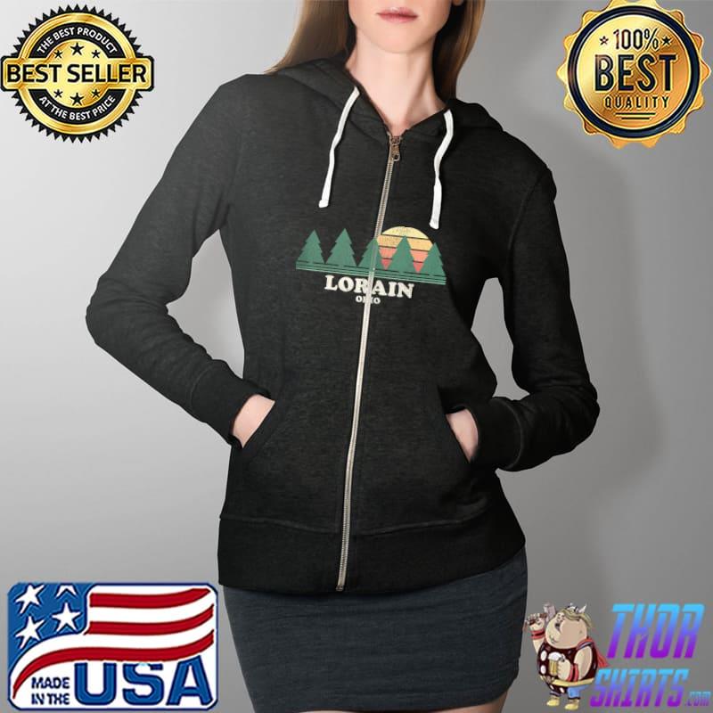 Lorain OH Vintage Throwback Tee Retro 70s T-Shirt Full Zip Hooded