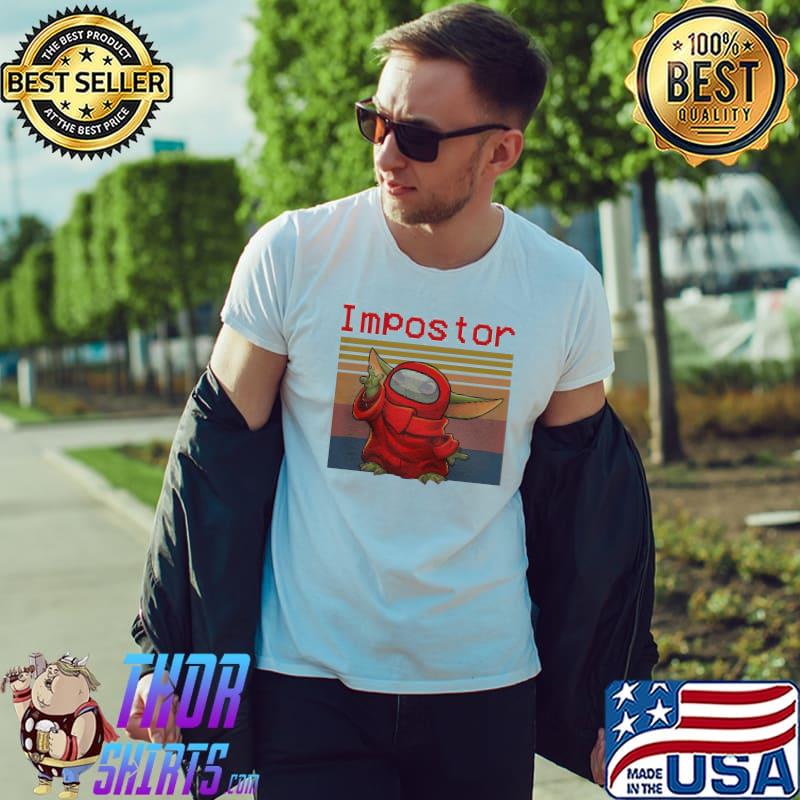 Lovely Baby Yoda Impostor Among Us Vintage Retro Shirt Unisex