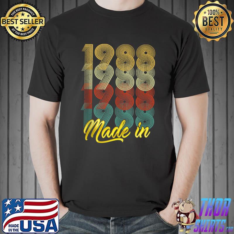Made In 1988 Vintage 33rd Birthday Distressed 33 Years Old T-Shirt Unisex