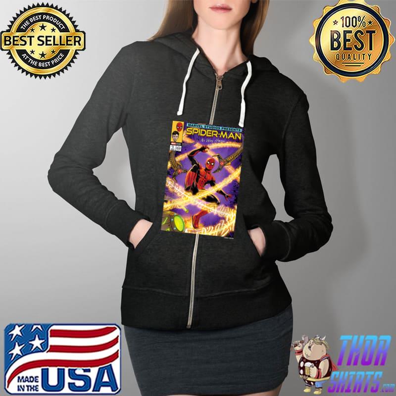 Marvel Spider-Man No Way Home Battle Comic Cover T-Shirt Full Zip Hooded