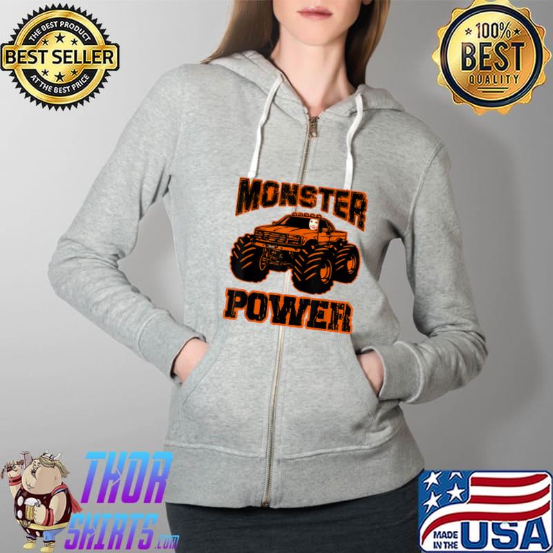 Monster Power Boy In Monster Truck T-Shirt Full Zip Hooded