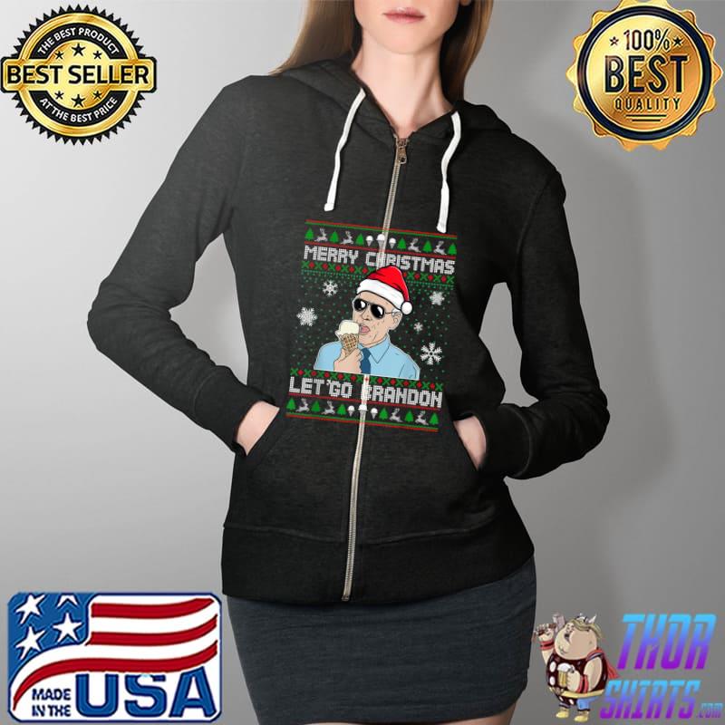 Nice Let's Go Branson Sarcastic Biden Christmas Ugly Pattern T-Shirt Full Zip Hooded