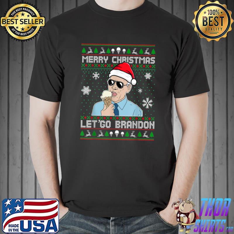 Nice Let's Go Branson Sarcastic Biden Christmas Ugly Pattern T-Shirt Unisex