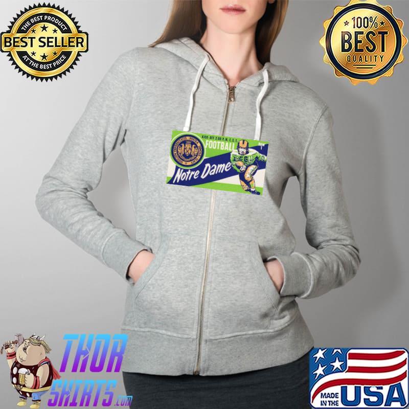 Official 1956 Notre Dame Football Ticket Art Shirt Full Zip Hooded