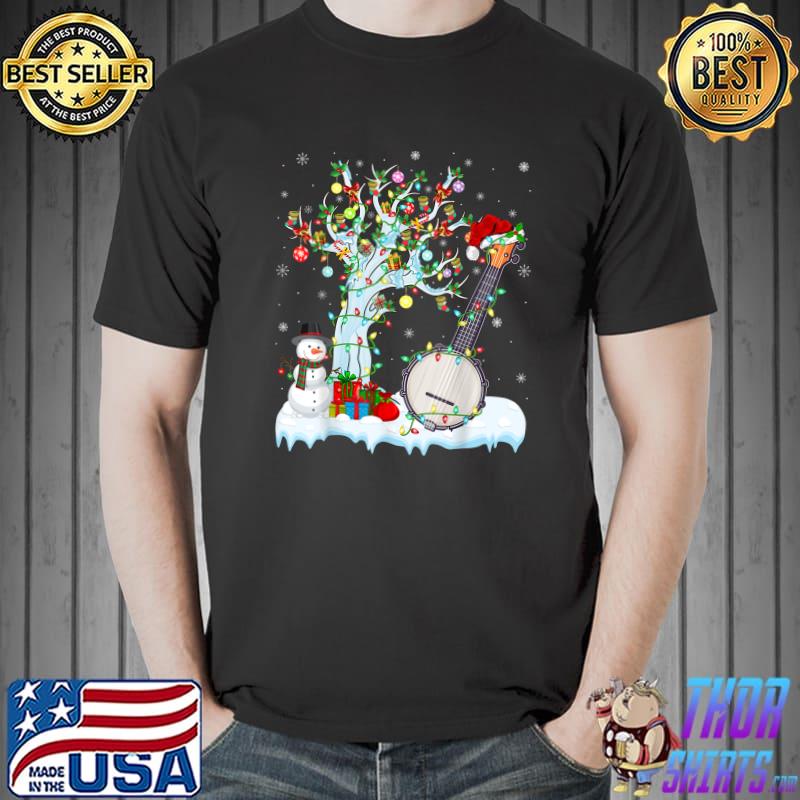 Banjo Christmas Tree With Santa Hat Xmas T-Shirt Banjo Christmas Tree With Santa Hat Xmas T-Shirt