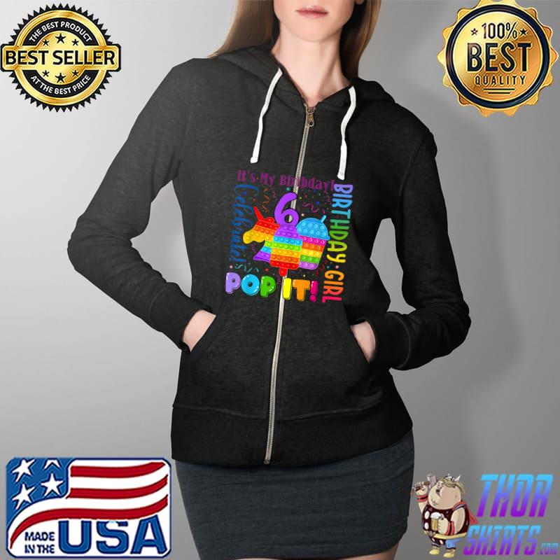 Premium Birthday Girl Pop It Unicorn Ice cream Cup It's my birthday T-Shirt Full Zip Hooded