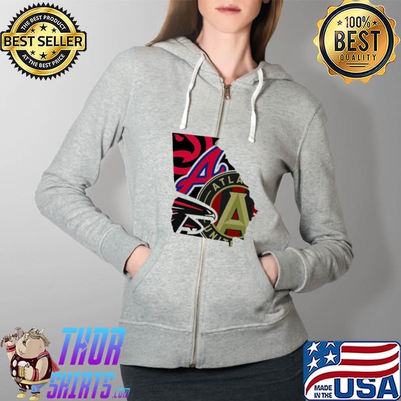 Premium Georgia Teams 4 Logo Atlanta Braves Falcons Shirt Full Zip Hooded