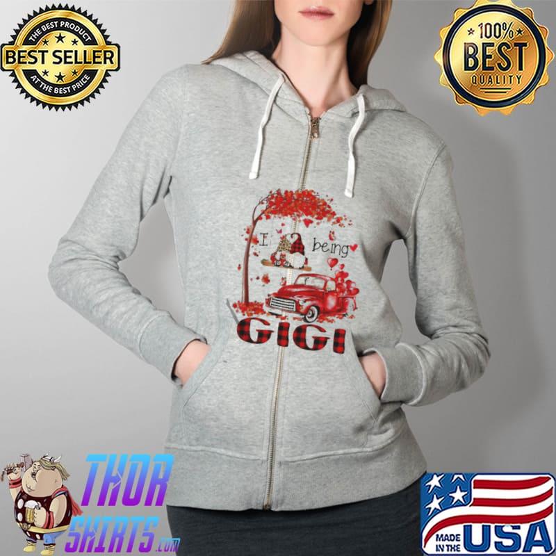 Premium I love being gigi valentine Leopard Gnome Red Truck Heart Shirt Full Zip Hooded