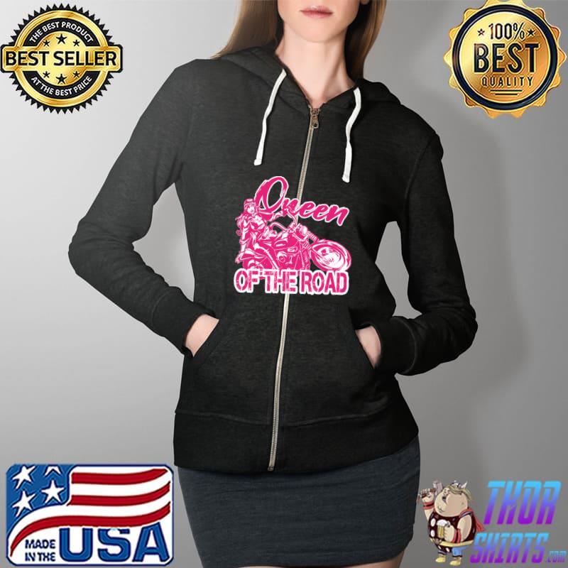 Queen Of The Road Female Woman Motorcycle Biker T- Full Zip Hooded
