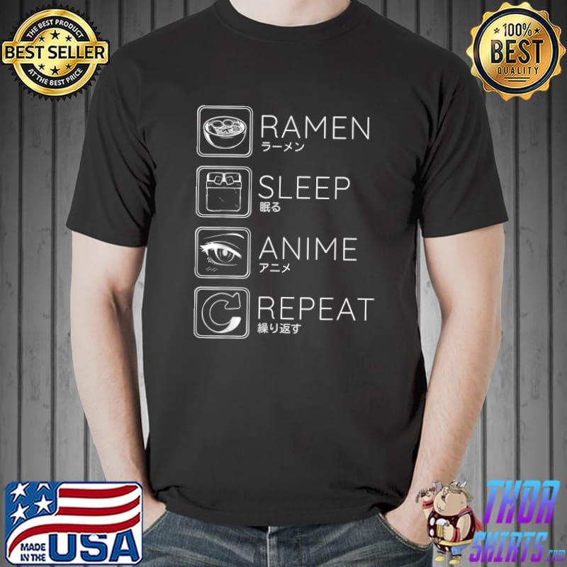 Retro Ramen Sleep Anime Repeat Funny Japanese Anime Lovers T-Shirt Unisex