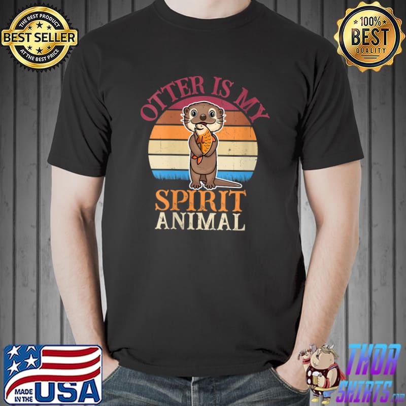 Retro Vintage Sunset Otter Is My Spirit Animal - Otter Lover T- Unisex
