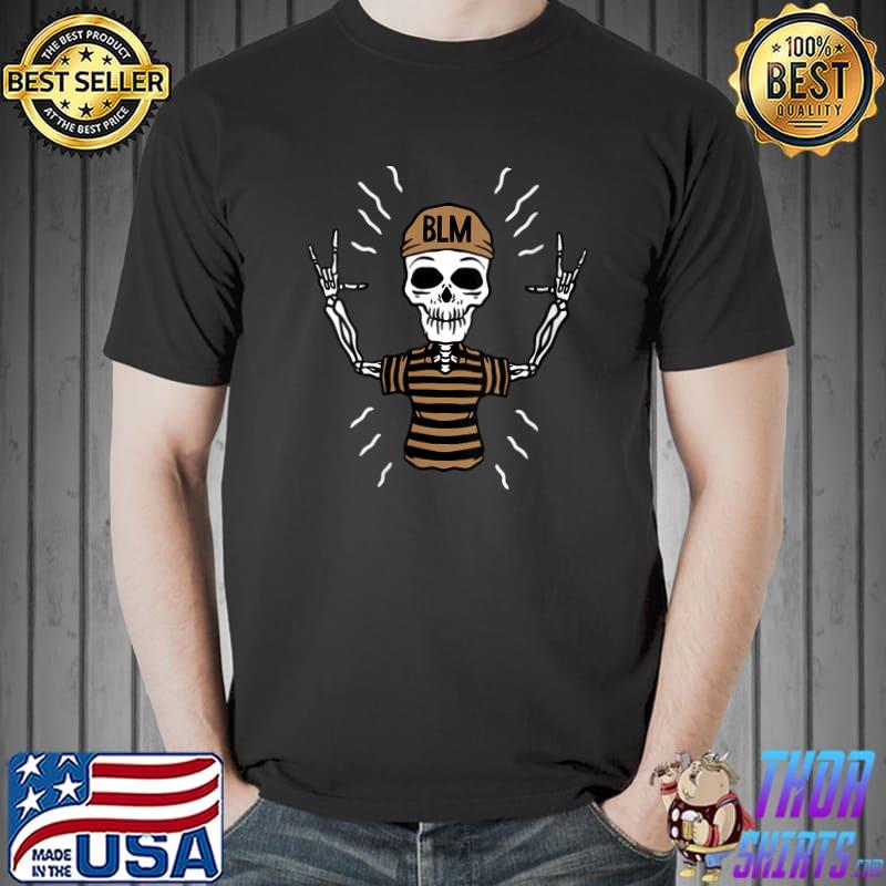 Rock N Roll Skeleton Hand Black History Month BLM Melanin T- Unisex
